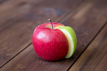 apple pie chart made from green sector in a red circle