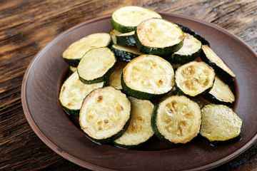 Fried zucchini on the plate