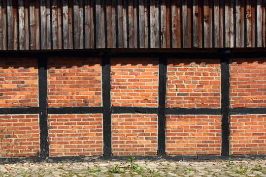 Wand einer Fachwerkscheune