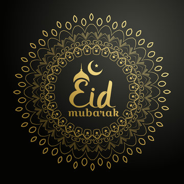 eid mubarak background with golden mandala