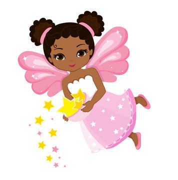 Illustration of a beautiful fairy that scatter stars.
Vector illustration isolated on white background.