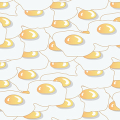 Fried Eggs Random Seamless Pattern. Cooking Food Background