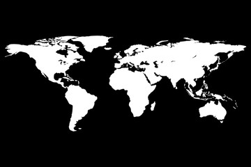 Fototapeta na wymiar Worldmap template silhouette. World map for infographic. Vector illustration on black