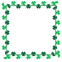 Saint Patrick’s Day Frame border. Green leaf Shamrock clip art for card, background and backdrop decoration.