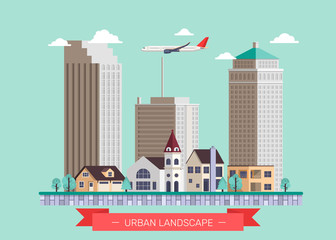 Flat design modern vector illustration icons set of urban landscape and city life.