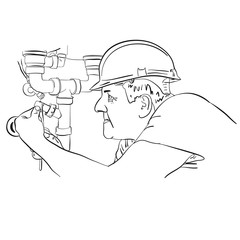 Obraz premium Plumber, illustration on a white background. Outline.