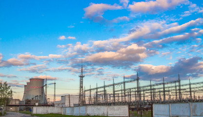 ТЭЦ, линии электропередач, тепло электро станция