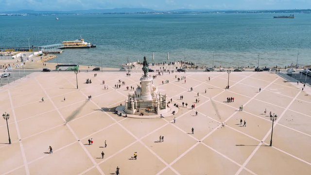 Aerial view of Commerce Square in Lisbon, Portugal.
