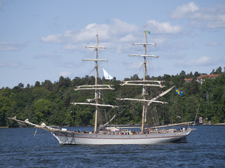 Segelschiff im Sch&auml;rengarten von Stockholm