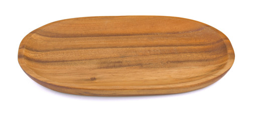 Wooden tray on white background