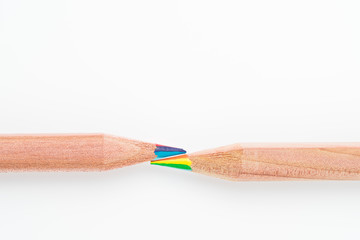 rainbow color pencils isolated on a white background