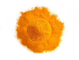 turmeric powder on white background 