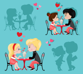 Valentine's Day. Love card. Сollection of couples in love. 