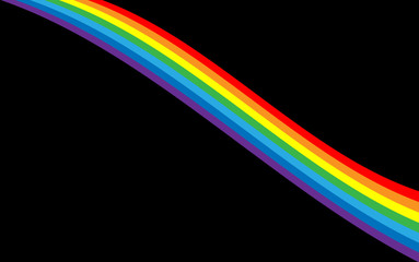Rainbow icon. Shape wave cartoon isolated on black background. Colorful light and bright design element. Symbol of rain, sky, clear, nature. Flat simple graphic style Vector illustration