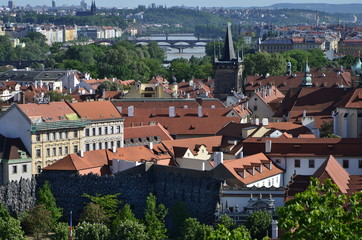 Fototapeta na wymiar Roofs and bridges of Prague 