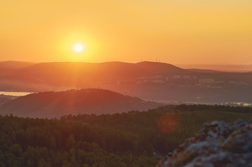 Beautiful summer landscape, sunset in mountains