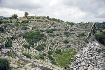 Fototapeta na wymiar The ruins of Ancient Selge city amphitheater.Antalya Turkey.