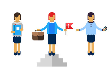 Vector funny cartoon business woman