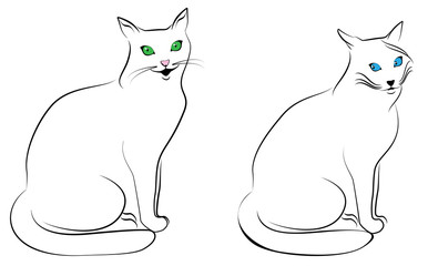 Two cats in lines with editable parts