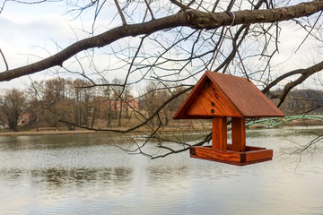 Birds feeder at the river
