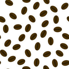 Coffee Beans Seamless Pattern on White Background