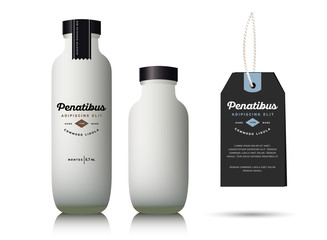 Realistic glass milk bottle