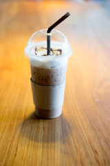 Ice coffee in takeaway cup