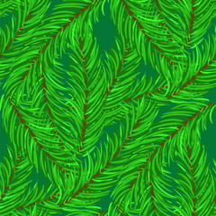 Winter Fir Green Branches Seamless Pattern. Christmas Background