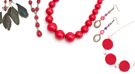 Jewelry for women. Necklace red.