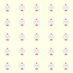 Obraz premium cutie chickens with yellow background. tile background. vector. illustration. basic Red Green Blue. graphic design.