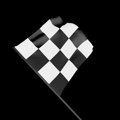checkered sport flag isolated on black, 3d render