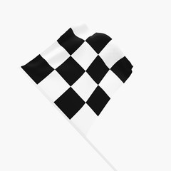 checkered sport flag isolated on white, 3d render