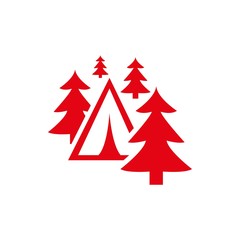Obraz premium tent in forest icon vector illustration. Flat design style