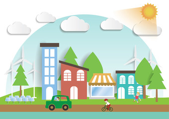 Infographic green ecology city and Renewable energy  friendly concept. Vector flat illustrations