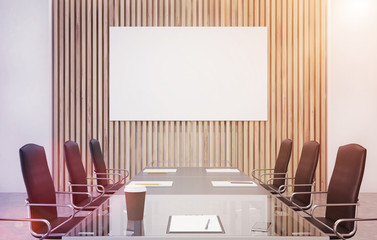 Wooden conference room, poster, toned