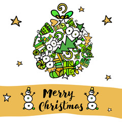 Doodle Christmas background. New Year