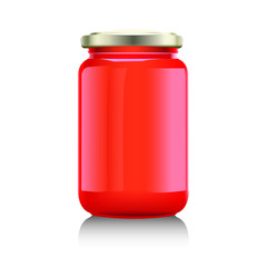 Glass jar with  jam,