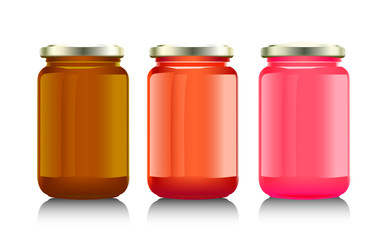 Glass jar with  jam,