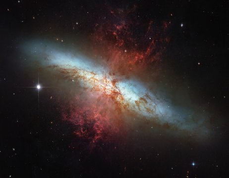 The M82 galaxy is a majestic view (some elements courtesy of nasa)