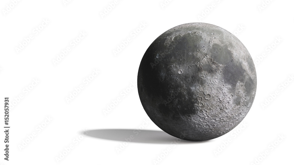 Canvas Prints 3d render, moon isolated on white background