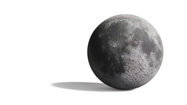 3d render, Moon isolated on white background