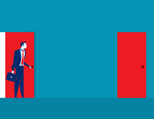 Effort. Businessman open door for success business. Concept business illustration.