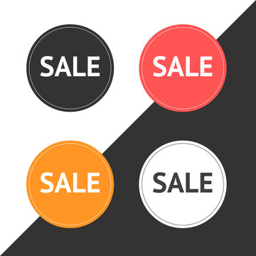 Sale icons set isolated on light and dark backgrounds. Business labels. Vector illustration in flat style.