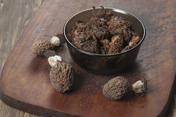 Morel fungus boiled