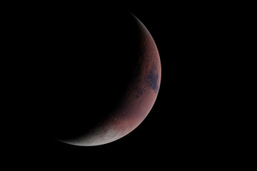 planet Mars during the Martian winter isolated on black background © dottedyeti