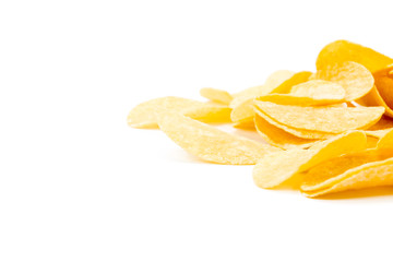 Fototapeta premium yellow potato chips isolated on white