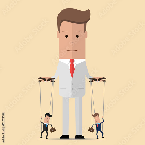"Businessman Master of puppets. Leadership concept. Vector illustration. Business concept