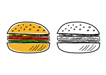 Hamburger drawing on white background