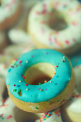 Delicious pretzels with blue glaze