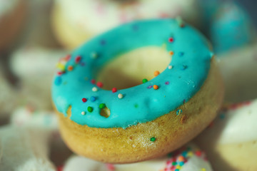 Delicious pretzels with blue glaze